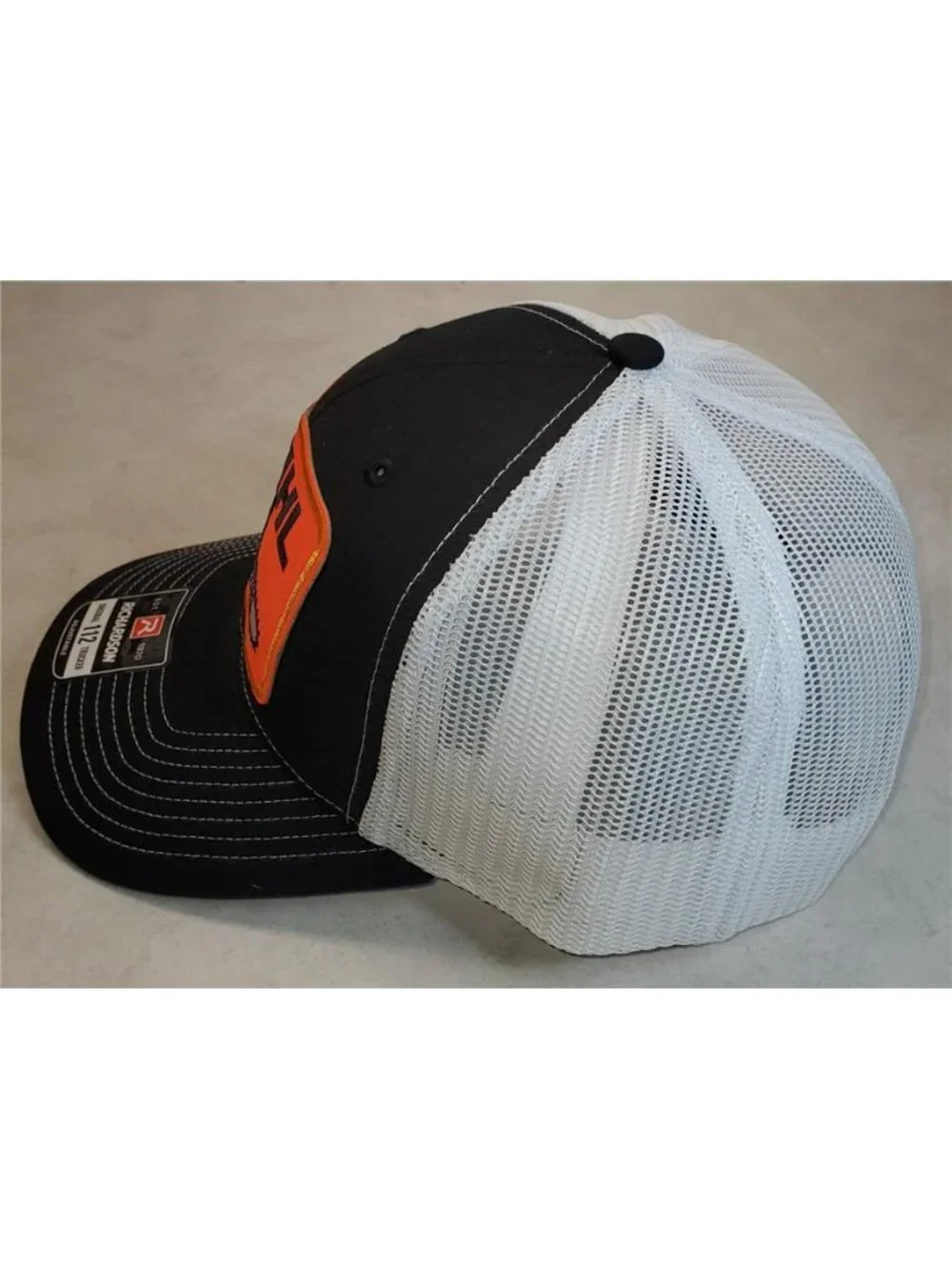 Retro Chainsaw Forestry Patch Trucker Hat Black White Richardson 112 Snapback